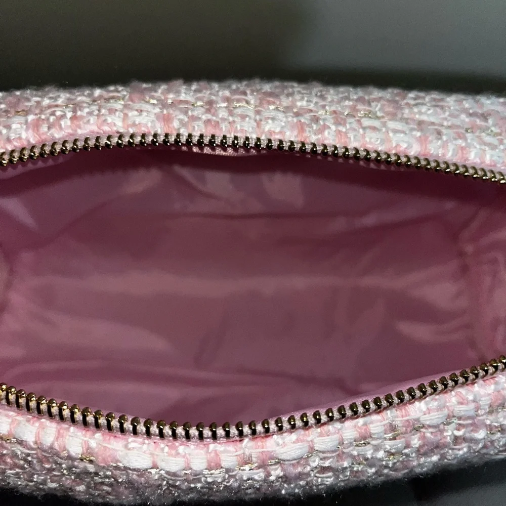 Pink Tweed Cosmetic Bag NWT